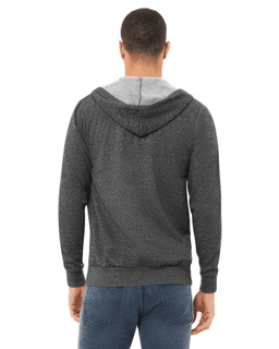 Sample of Unisex Poly-Cotton Sponge Fleece Full-Zip Hooded Sweatshirt in DIGITAL GREY from side back