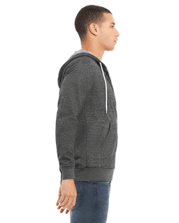 Sample of Unisex Poly-Cotton Sponge Fleece Full-Zip Hooded Sweatshirt in DIGITAL GREY from side sleeveleft