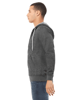 Sample of Unisex Poly-Cotton Sponge Fleece Full-Zip Hooded Sweatshirt in DIGITAL GREY from side sleeveright