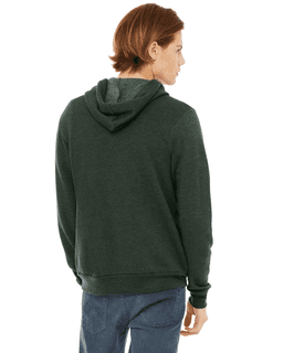 Sample of Unisex Poly-Cotton Sponge Fleece Full-Zip Hooded Sweatshirt in HEATHER FOREST from side back