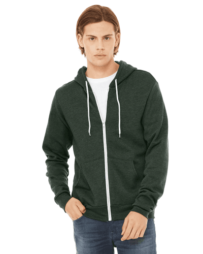 Sample of Unisex Poly-Cotton Sponge Fleece Full-Zip Hooded Sweatshirt in HEATHER FOREST style