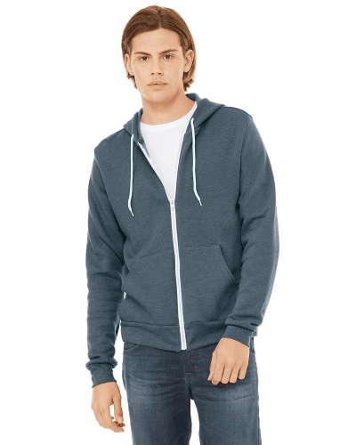 Sample of Unisex Poly-Cotton Sponge Fleece Full-Zip Hooded Sweatshirt in HEATHER SLATE style