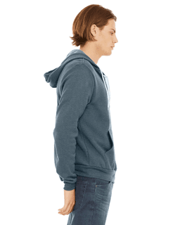 Sample of Unisex Poly-Cotton Sponge Fleece Full-Zip Hooded Sweatshirt in HEATHER SLATE from side sleeveleft