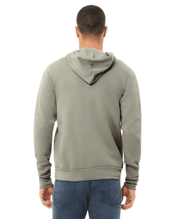 Sample of Unisex Poly-Cotton Sponge Fleece Full-Zip Hooded Sweatshirt in HEATHER STONE from side back