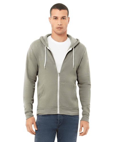 Sample of Unisex Poly-Cotton Sponge Fleece Full-Zip Hooded Sweatshirt in HEATHER STONE style