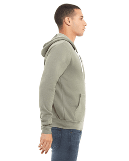 Sample of Unisex Poly-Cotton Sponge Fleece Full-Zip Hooded Sweatshirt in HEATHER STONE from side sleeveleft