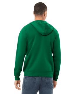 Sample of Unisex Poly-Cotton Sponge Fleece Full-Zip Hooded Sweatshirt in KELLY from side back