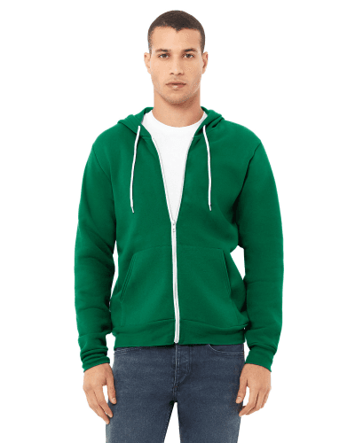 Sample of Unisex Poly-Cotton Sponge Fleece Full-Zip Hooded Sweatshirt in KELLY style