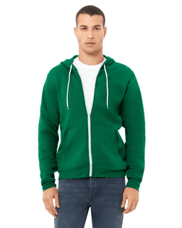 Sample of Unisex Poly-Cotton Sponge Fleece Full-Zip Hooded Sweatshirt in KELLY from side front