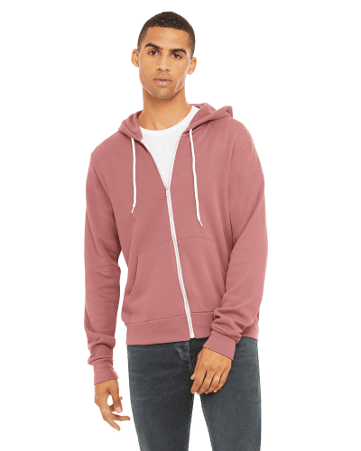 Sample of Unisex Poly-Cotton Sponge Fleece Full-Zip Hooded Sweatshirt in MAUVE style