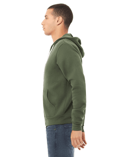 Sample of Unisex Poly-Cotton Sponge Fleece Full-Zip Hooded Sweatshirt in MILITARY GREEN from side sleeveright