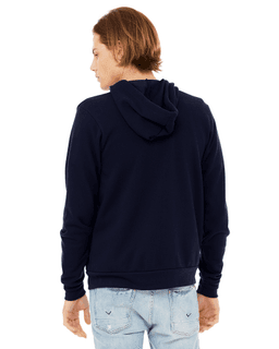 Sample of Unisex Poly-Cotton Sponge Fleece Full-Zip Hooded Sweatshirt in NAVY from side back