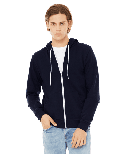 Sample of Unisex Poly-Cotton Sponge Fleece Full-Zip Hooded Sweatshirt in NAVY style