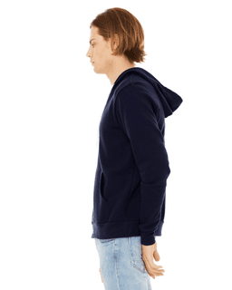 Sample of Unisex Poly-Cotton Sponge Fleece Full-Zip Hooded Sweatshirt in NAVY from side sleeveright