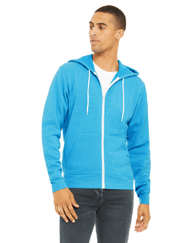 Sample of Unisex Poly-Cotton Sponge Fleece Full-Zip Hooded Sweatshirt in NEON BLUE style