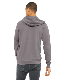 Sample of Unisex Poly-Cotton Sponge Fleece Full-Zip Hooded Sweatshirt in STORM from side back