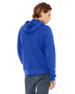 Sample of Unisex Poly-Cotton Sponge Fleece Full-Zip Hooded Sweatshirt in TRUE ROYAL from side back