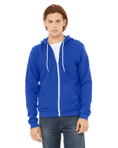 Sample of Unisex Poly-Cotton Sponge Fleece Full-Zip Hooded Sweatshirt in TRUE ROYAL style