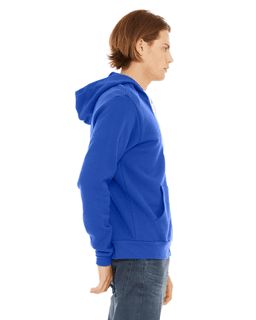 Sample of Unisex Poly-Cotton Sponge Fleece Full-Zip Hooded Sweatshirt in TRUE ROYAL from side sleeveleft