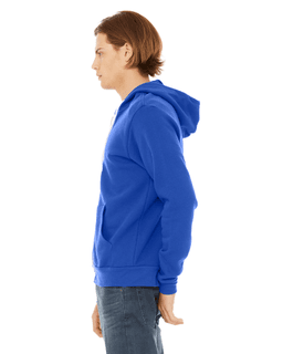 Sample of Unisex Poly-Cotton Sponge Fleece Full-Zip Hooded Sweatshirt in TRUE ROYAL from side sleeveright