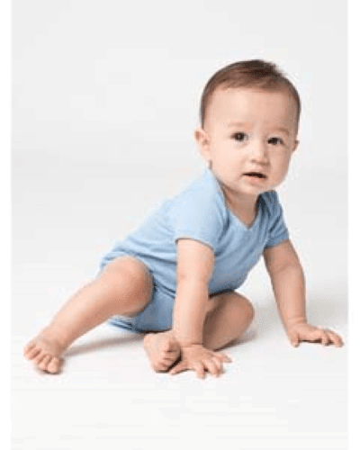 Sample of American Apparel 4001 Infant Baby Rib Short-Sleeve One-Piece in BABY BLUE style