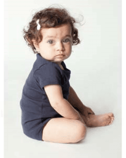 Sample of American Apparel 4001 Infant Baby Rib Short-Sleeve One-Piece in NAVY from side front