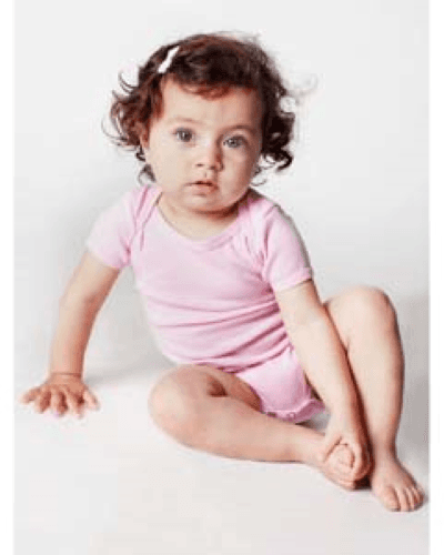 Sample of American Apparel 4001 Infant Baby Rib Short-Sleeve One-Piece in PINK style