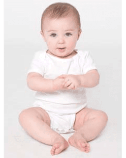 Sample of American Apparel 4001 Infant Baby Rib Short-Sleeve One-Piece in WHITE from side front