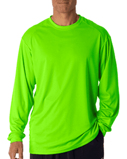 Sample of Badger 4104 - Adult B-Core Long-Sleeve Performance T-Shirt in LIME from side front