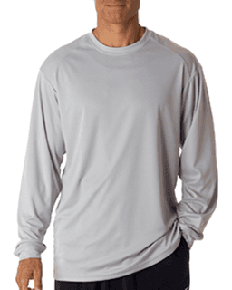 Sample of Badger 4104 - Adult B-Core Long-Sleeve Performance T-Shirt in SILVER from side front