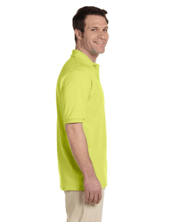 Sample of Jerzees 437 - Adult 5.6 oz. SpotShield Jersey Polo in SAFETY GREEN from side sleeveleft