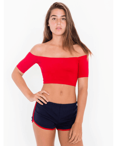 Sample of American Apparel 7301W Ladies' Interlock Running Shorts in NAVY RED style