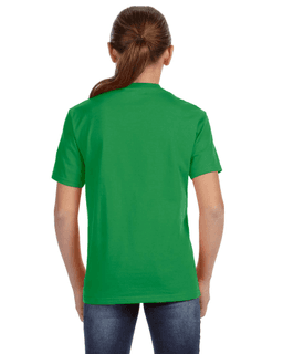 Sample of Anvil 780B Youth Midweight T-Shirt in GREEN APPLE from side back