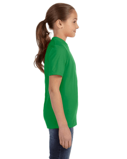 Sample of Anvil 780B Youth Midweight T-Shirt in GREEN APPLE from side sleeveleft