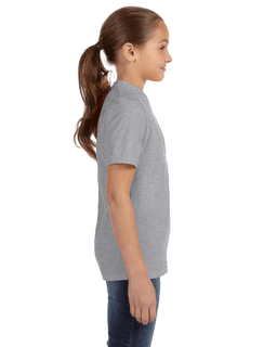 Sample of Anvil 780B Youth Midweight T-Shirt in HEATHER GREY from side sleeveleft