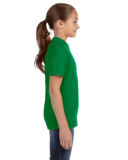 Sample of Anvil 780B Youth Midweight T-Shirt in KELLY GREEN from side sleeveleft