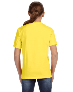 Sample of Anvil 780B Youth Midweight T-Shirt in LEMON ZEST from side back