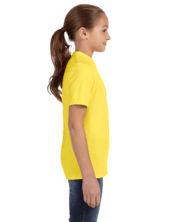 Sample of Anvil 780B Youth Midweight T-Shirt in LEMON ZEST from side sleeveleft