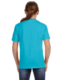 Sample of Anvil 780B Youth Midweight T-Shirt in POOL BLUE from side back