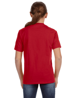 Sample of Anvil 780B Youth Midweight T-Shirt in RED from side back