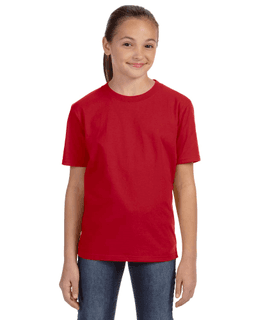 Sample of Anvil 780B Youth Midweight T-Shirt in RED from side front