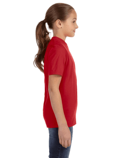 Sample of Anvil 780B Youth Midweight T-Shirt in RED from side sleeveleft