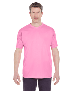 Sample of UltraClub 8420 - Men's Cool & Dry Sport Performance Interlock T-Shirt in AZALEA from side front