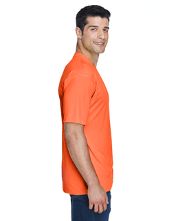 Sample of UltraClub 8420 - Men's Cool & Dry Sport Performance Interlock T-Shirt in BRIGHT ORANGE from side sleeveleft