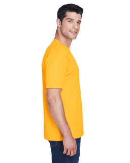 Sample of UltraClub 8420 - Men's Cool & Dry Sport Performance Interlock T-Shirt in GOLD from side sleeveleft