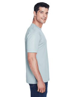 Sample of UltraClub 8420 - Men's Cool & Dry Sport Performance Interlock T-Shirt in GREY from side sleeveleft