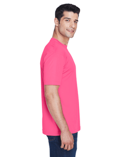 Sample of UltraClub 8420 - Men's Cool & Dry Sport Performance Interlock T-Shirt in HELICONIA from side sleeveleft