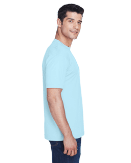 Sample of UltraClub 8420 - Men's Cool & Dry Sport Performance Interlock T-Shirt in ICE BLUE from side sleeveleft