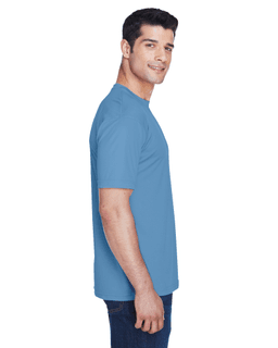 Sample of UltraClub 8420 - Men's Cool & Dry Sport Performance Interlock T-Shirt in INDIGO from side sleeveleft