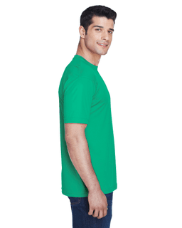 Sample of UltraClub 8420 - Men's Cool & Dry Sport Performance Interlock T-Shirt in KELLY from side sleeveleft